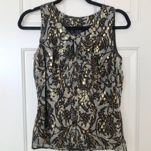 New St. John Couture Blouse Size 2 Grey and Brown